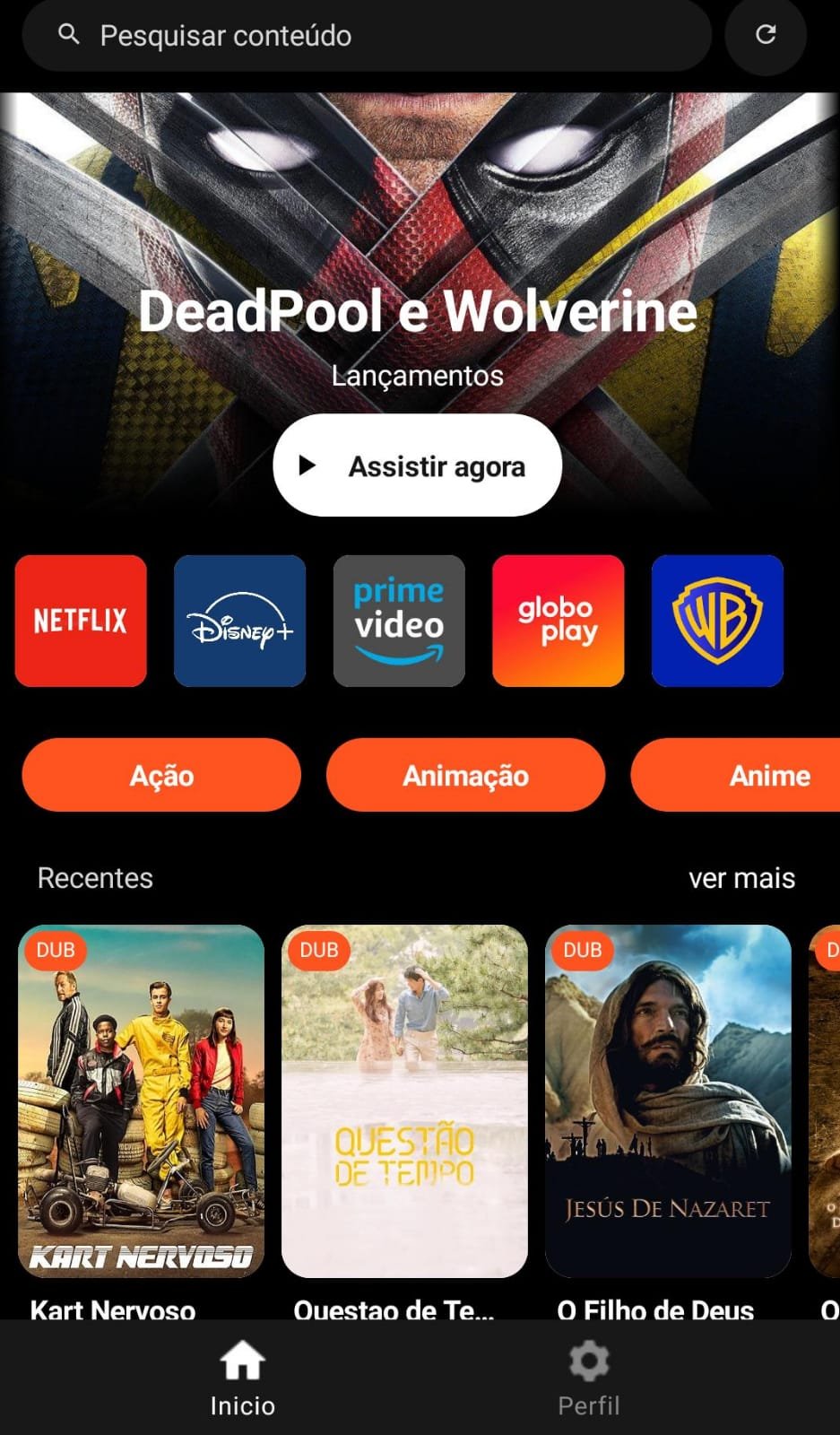 Demonstração da interface