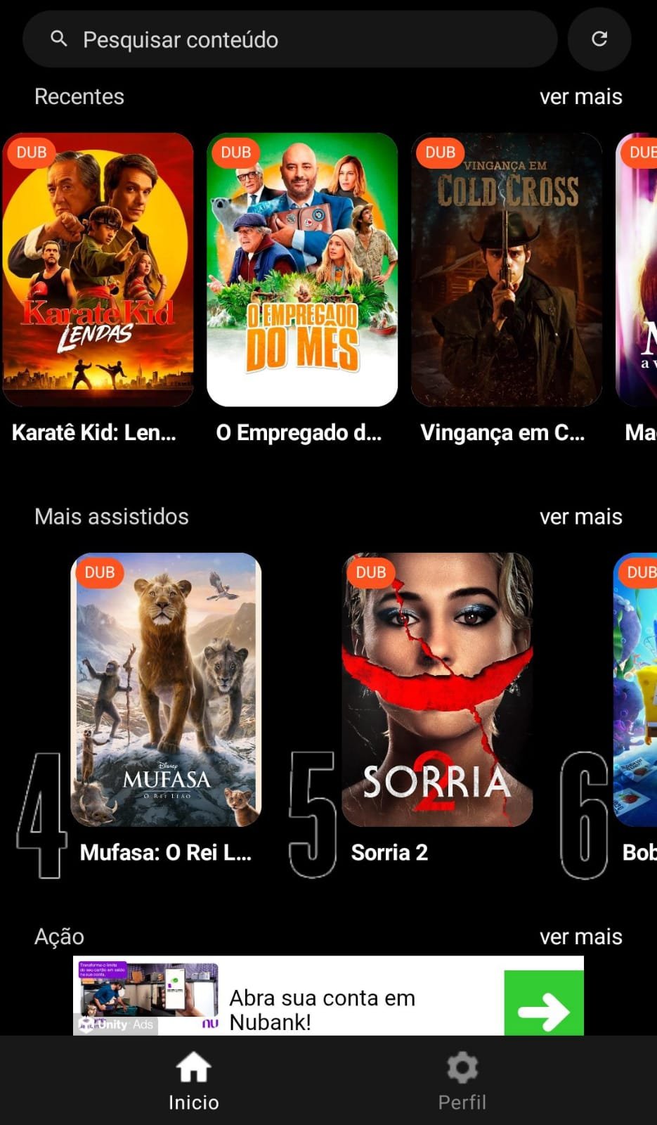 Tela de Filmes Populares